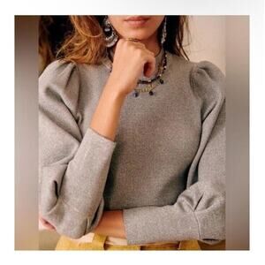 Sezane Silver Mock Neck Pullover Sweater Parisian Chic Minimalist Style Size XS